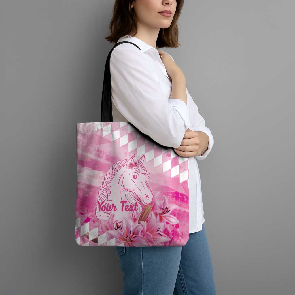 Kentucky Horse Racing Oaks Personalized Tote Bag Filly Lily Flowers Pink Out