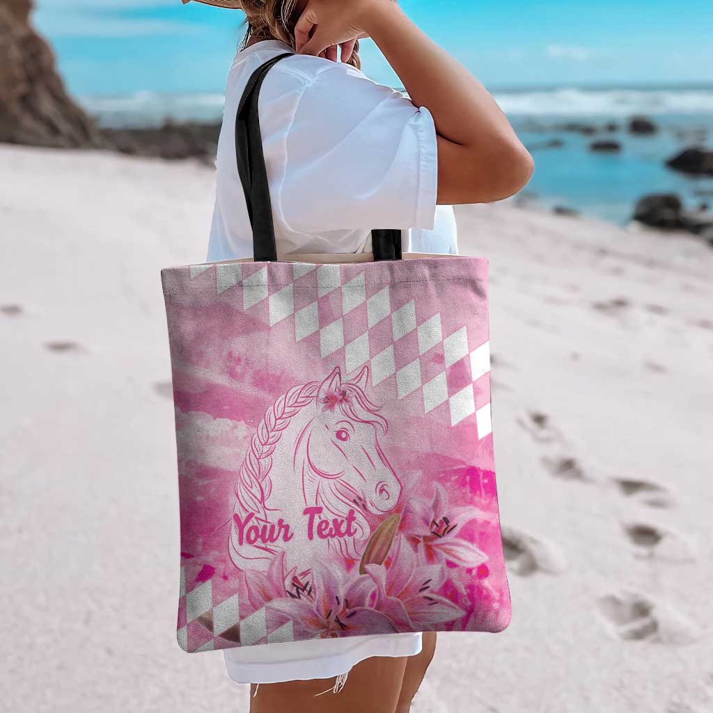 Kentucky Horse Racing Oaks Personalized Tote Bag Filly Lily Flowers Pink Out