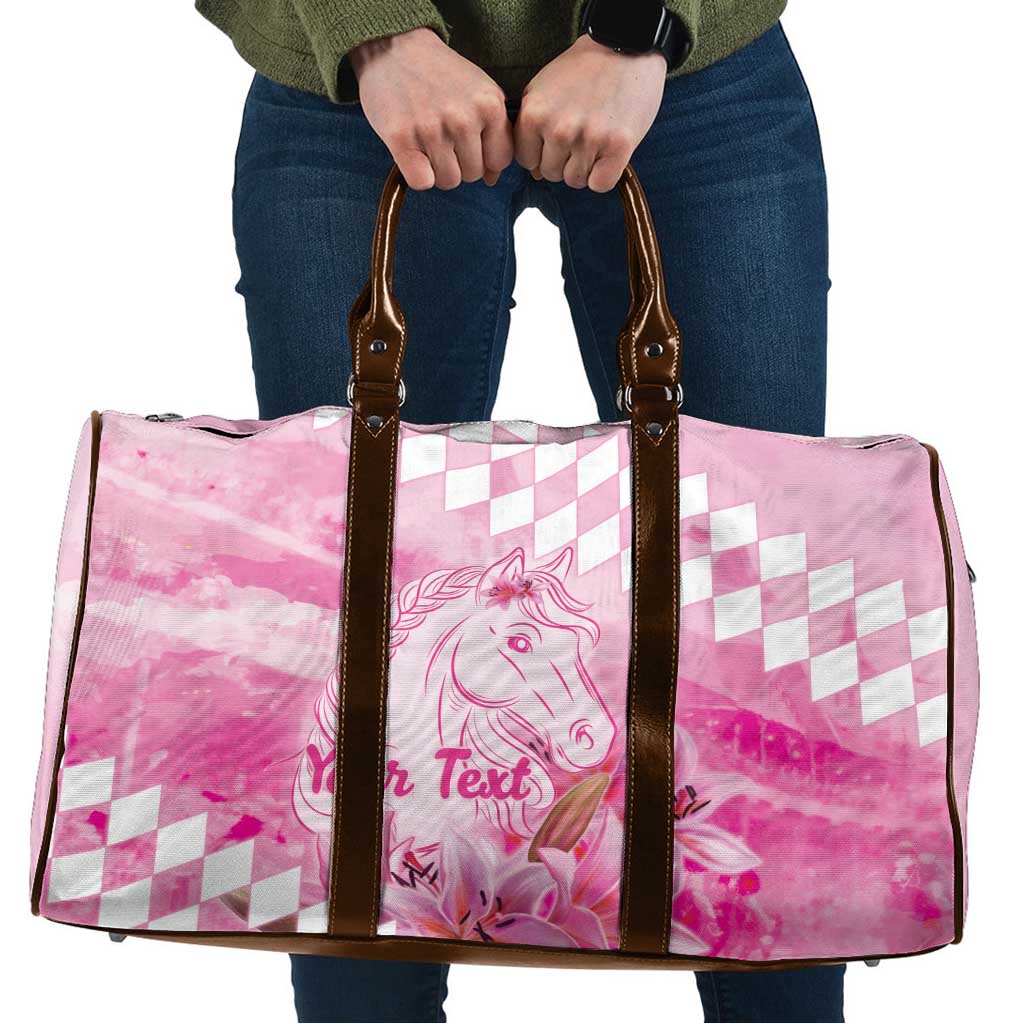 Kentucky Horse Racing Oaks Personalized Travel Bag Filly Lily Flowers Pink Out