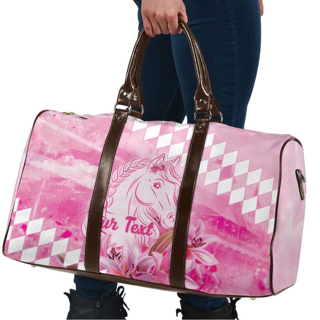 Kentucky Horse Racing Oaks Personalized Travel Bag Filly Lily Flowers Pink Out