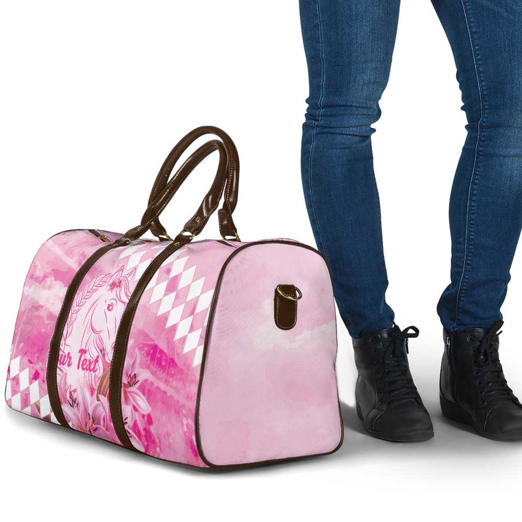 Kentucky Horse Racing Oaks Personalized Travel Bag Filly Lily Flowers Pink Out