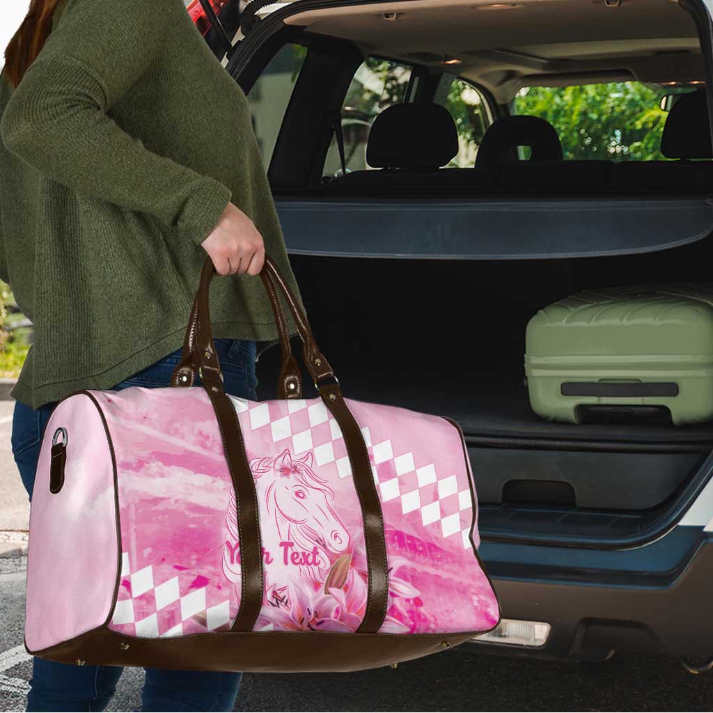 Kentucky Horse Racing Oaks Personalized Travel Bag Filly Lily Flowers Pink Out