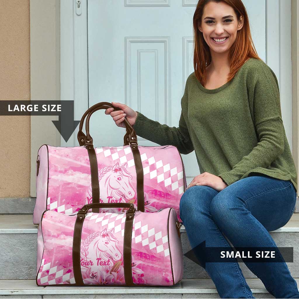 Kentucky Horse Racing Oaks Personalized Travel Bag Filly Lily Flowers Pink Out