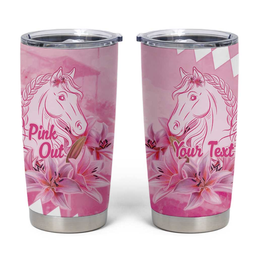 Kentucky Horse Racing Oaks Personalized Tumbler Cup Filly Lily Flowers Pink Out