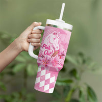 Kentucky Horse Racing Oaks Personalized Tumbler With Handle Filly Lily Flowers Pink Out