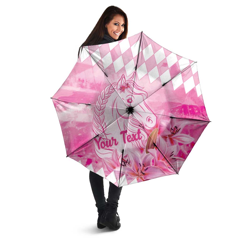 Kentucky Horse Racing Oaks Personalized Umbrella Filly Lily Flowers Pink Out
