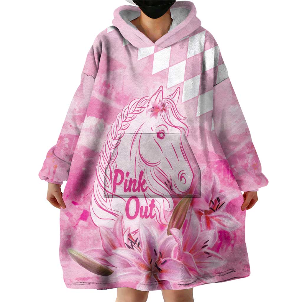 Kentucky Horse Racing Oaks Personalized Wearable Blanket Hoodie Filly Lily Flowers Pink Out
