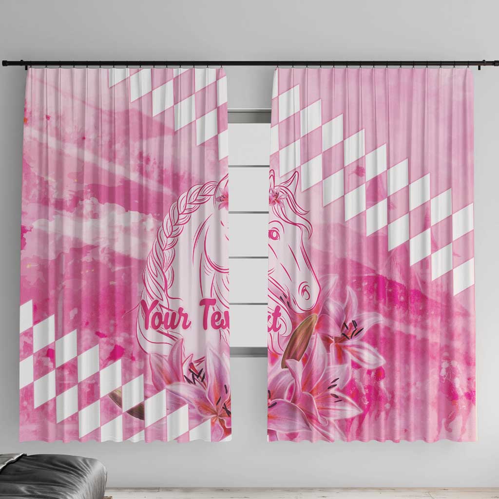 Kentucky Horse Racing Oaks Personalized Window Curtain Filly Lily Flowers Pink Out