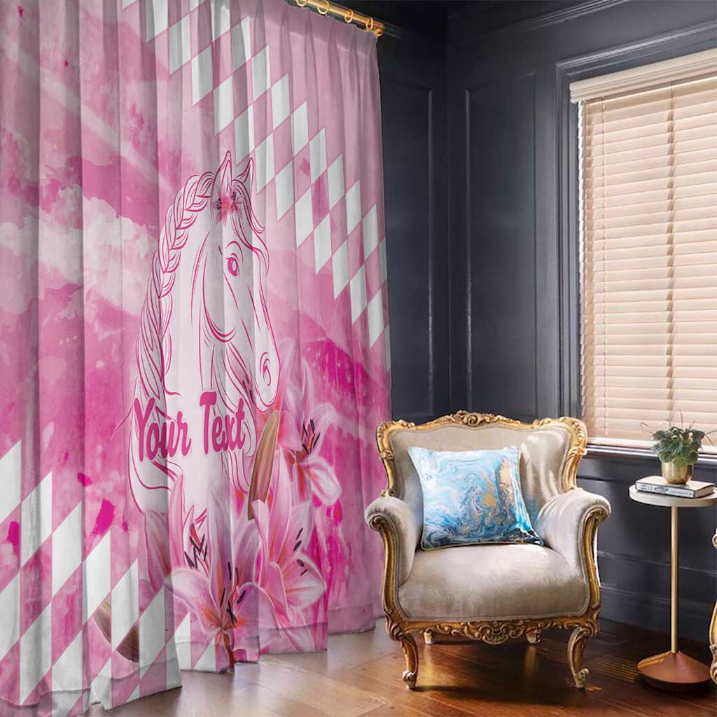 Kentucky Horse Racing Oaks Personalized Window Curtain Filly Lily Flowers Pink Out