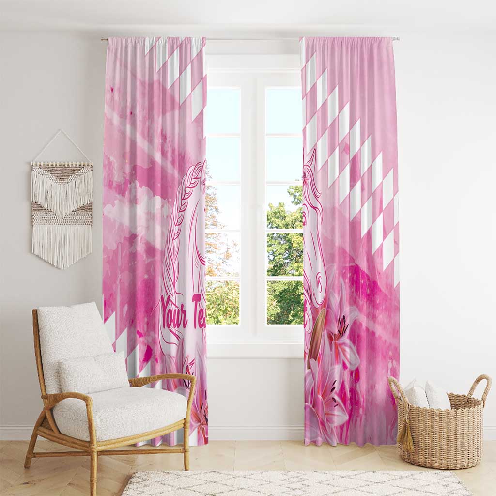 Kentucky Horse Racing Oaks Personalized Window Curtain Filly Lily Flowers Pink Out