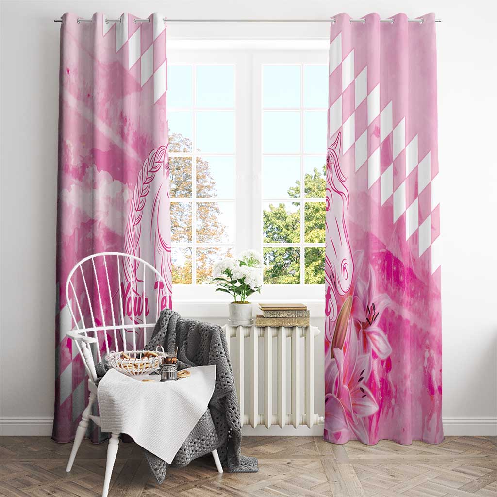 Kentucky Horse Racing Oaks Personalized Window Curtain Filly Lily Flowers Pink Out