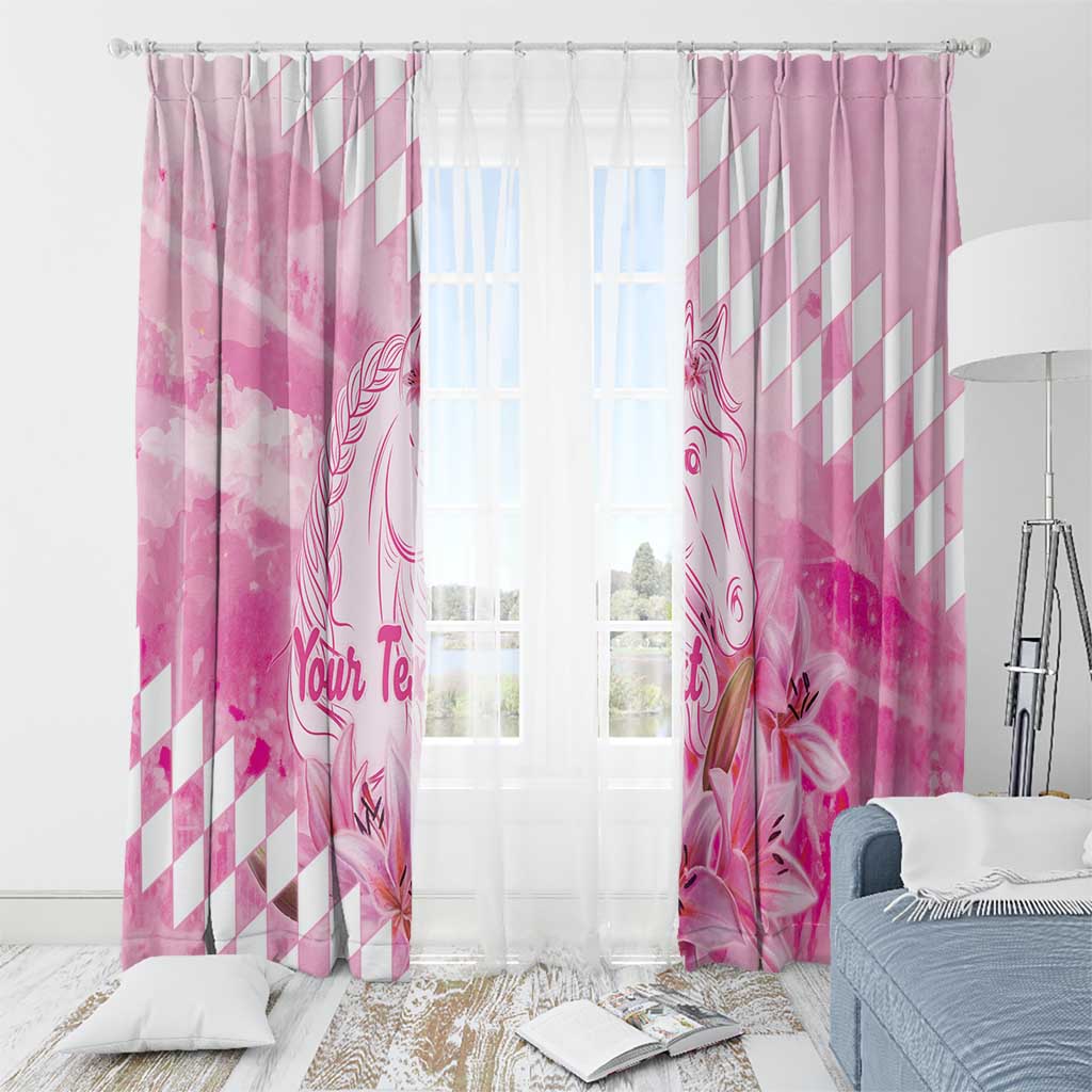 Kentucky Horse Racing Oaks Personalized Window Curtain Filly Lily Flowers Pink Out