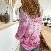 Kentucky Horse Racing Oaks Personalized Women Casual Shirt Filly Lily Flowers Pink Out