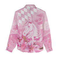 Kentucky Horse Racing Oaks Personalized Women Casual Shirt Filly Lily Flowers Pink Out