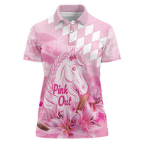 Kentucky Horse Racing Oaks Personalized Women Polo Shirt Filly Lily Flowers Pink Out