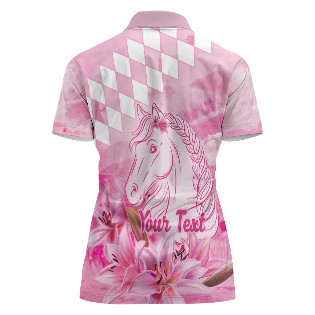 Kentucky Horse Racing Oaks Personalized Women Polo Shirt Filly Lily Flowers Pink Out