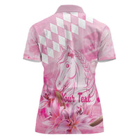 Kentucky Horse Racing Oaks Personalized Women Polo Shirt Filly Lily Flowers Pink Out