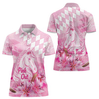 Kentucky Horse Racing Oaks Personalized Women Polo Shirt Filly Lily Flowers Pink Out