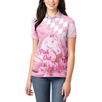 Kentucky Horse Racing Oaks Personalized Women Polo Shirt Filly Lily Flowers Pink Out