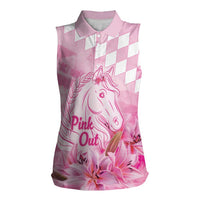 Kentucky Horse Racing Oaks Personalized Women Sleeveless Polo Shirt Filly Lily Flowers Pink Out