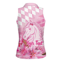 Kentucky Horse Racing Oaks Personalized Women Sleeveless Polo Shirt Filly Lily Flowers Pink Out
