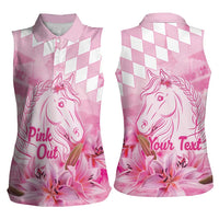 Kentucky Horse Racing Oaks Personalized Women Sleeveless Polo Shirt Filly Lily Flowers Pink Out