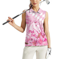 Kentucky Horse Racing Oaks Personalized Women Sleeveless Polo Shirt Filly Lily Flowers Pink Out