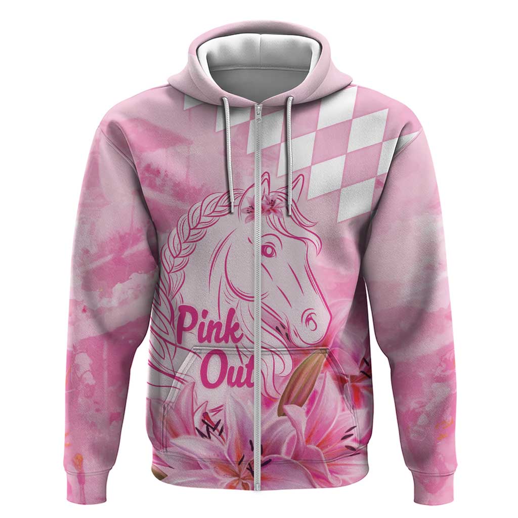 Kentucky Horse Racing Oaks Personalized Zip Hoodie Filly Lily Flowers Pink Out