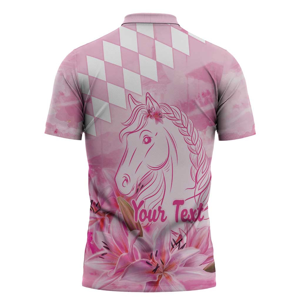Kentucky Horse Racing Oaks Personalized Zipper Polo Shirt Filly Lily Flowers Pink Out