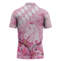 Kentucky Horse Racing Oaks Personalized Zipper Polo Shirt Filly Lily Flowers Pink Out