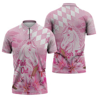 Kentucky Horse Racing Oaks Personalized Zipper Polo Shirt Filly Lily Flowers Pink Out