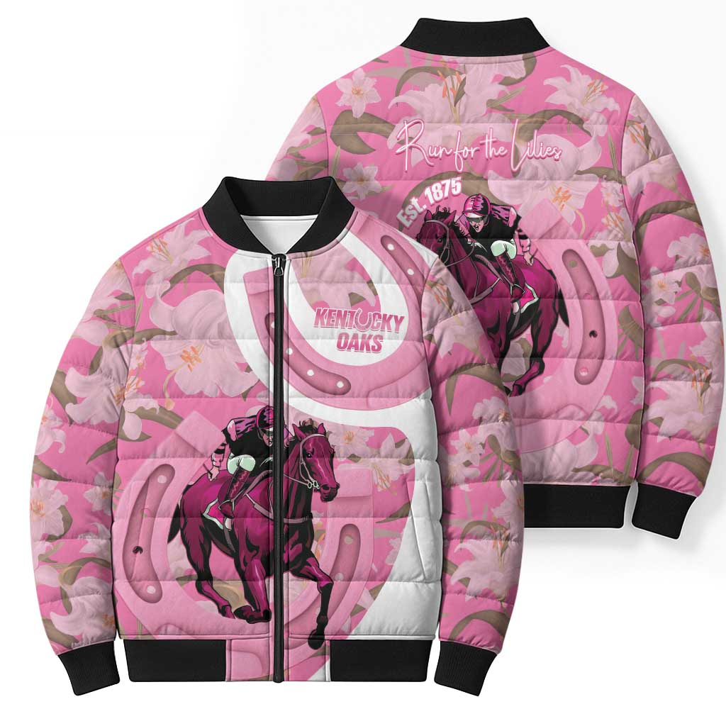 Kentucky Horse Racing Oaks Bomber Puffer Jacket Est 1875 Run For The Lilies