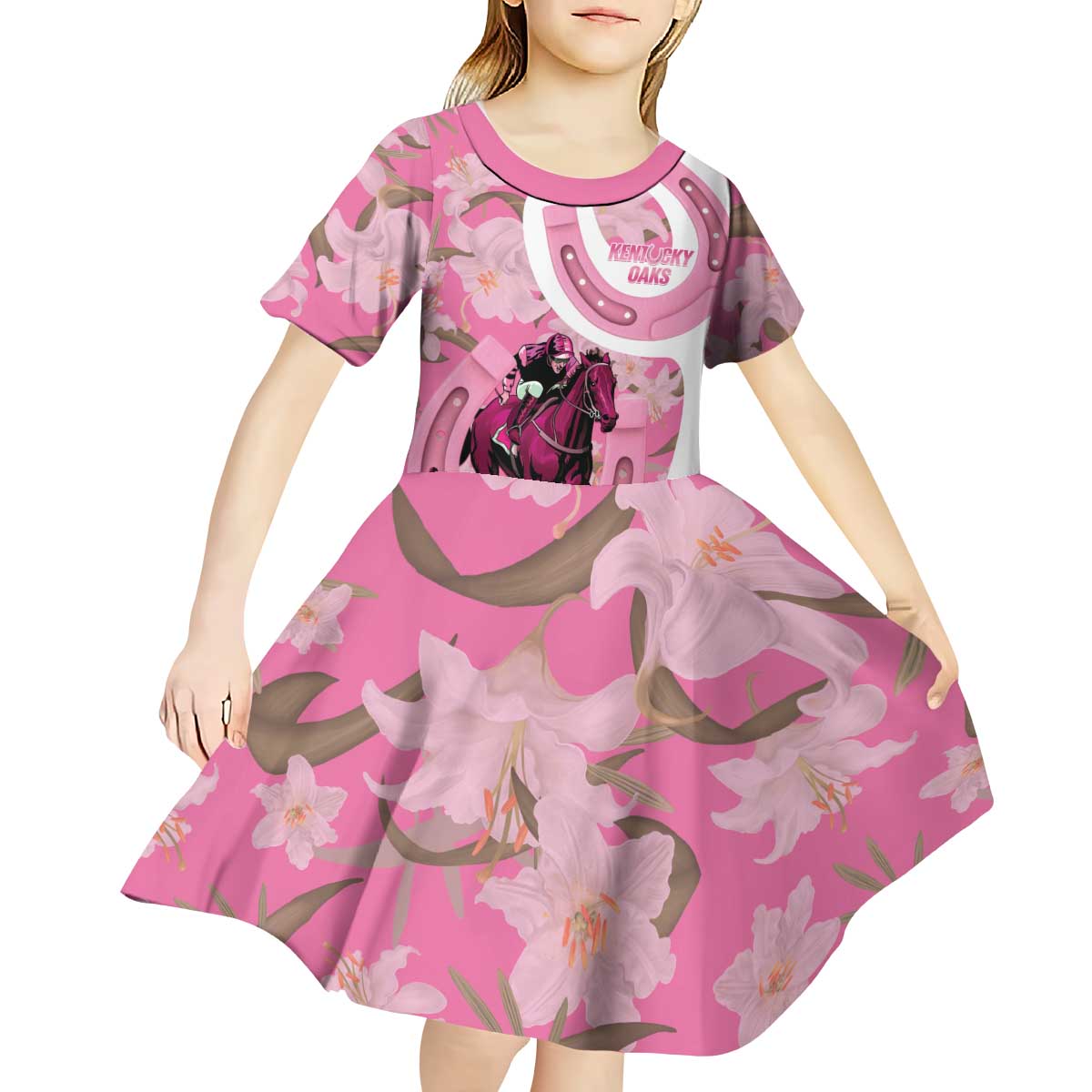 Kentucky Horse Racing Oaks Kid Short Sleeve Dress Est 1875 Run For The Lilies