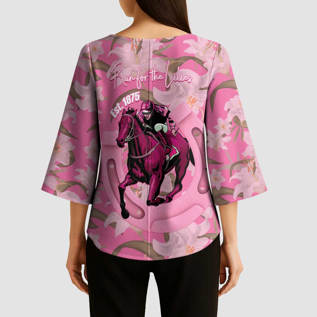 Kentucky Horse Racing Oaks Kimono Sleeve Blouse Est 1875 Run For The Lilies