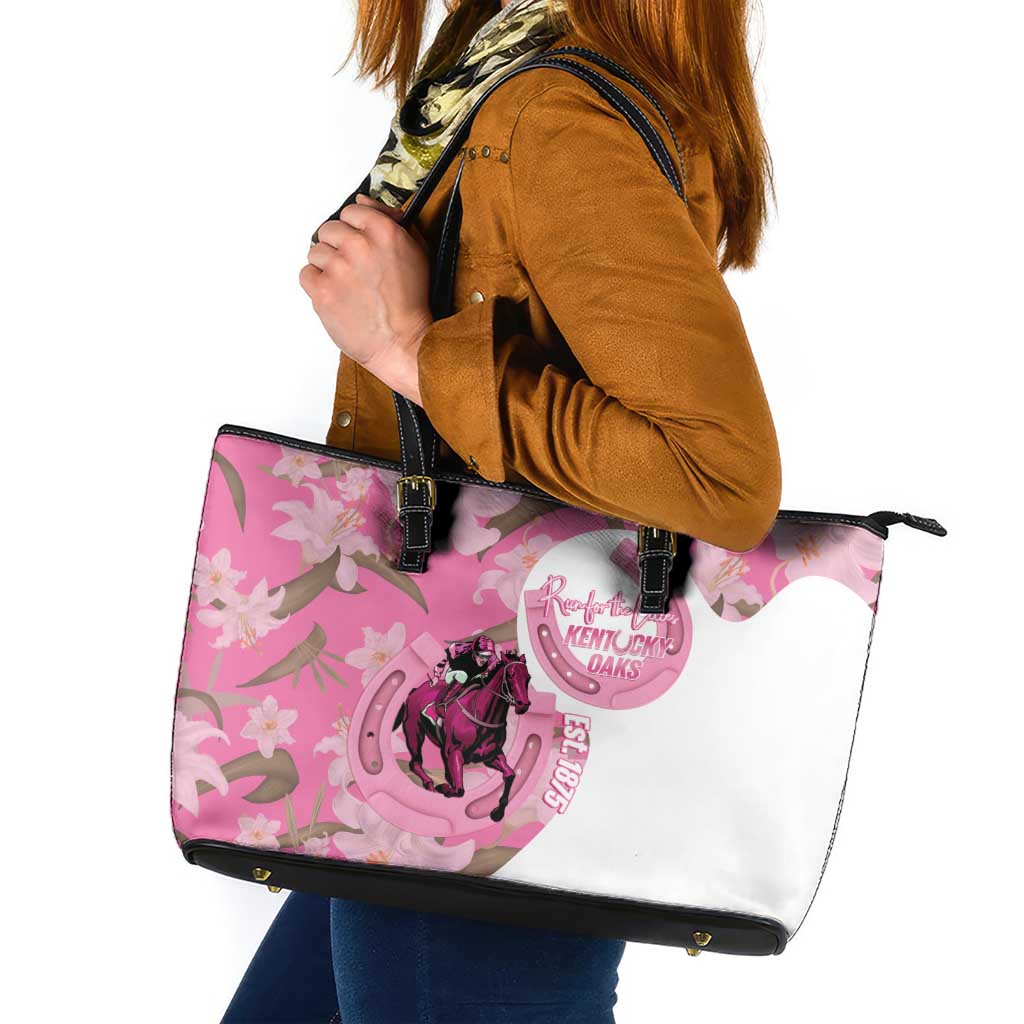 Kentucky Horse Racing Oaks Leather Tote Bag Est 1875 Run For The Lilies