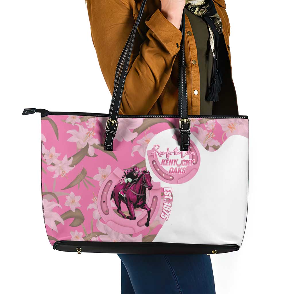 Kentucky Horse Racing Oaks Leather Tote Bag Est 1875 Run For The Lilies