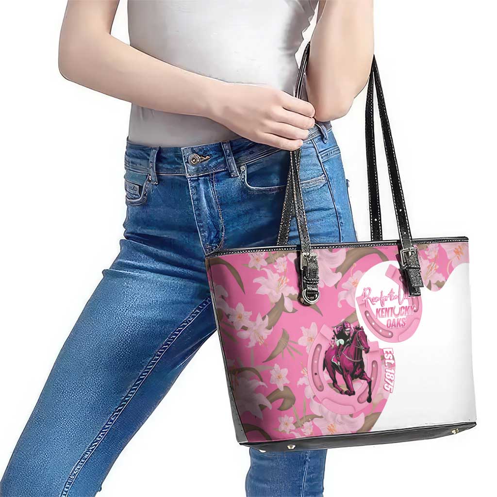 Kentucky Horse Racing Oaks Leather Tote Bag Est 1875 Run For The Lilies