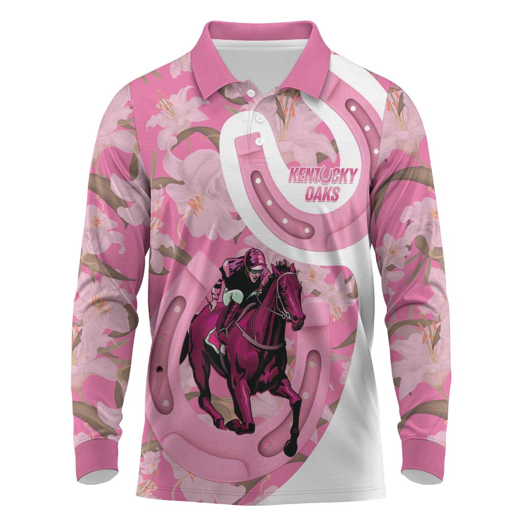 Kentucky Horse Racing Oaks Long Sleeve Polo Shirt Est 1875 Run For The Lilies