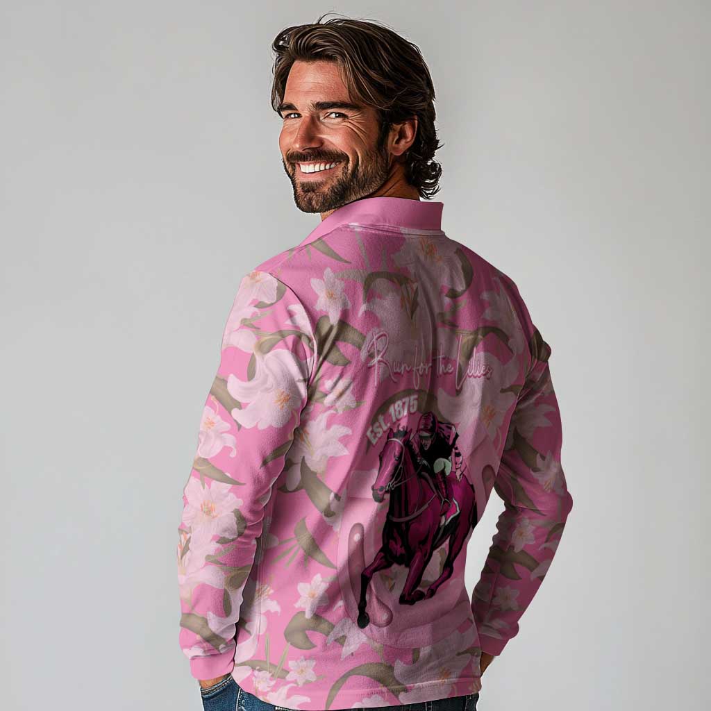 Kentucky Horse Racing Oaks Long Sleeve Polo Shirt Est 1875 Run For The Lilies