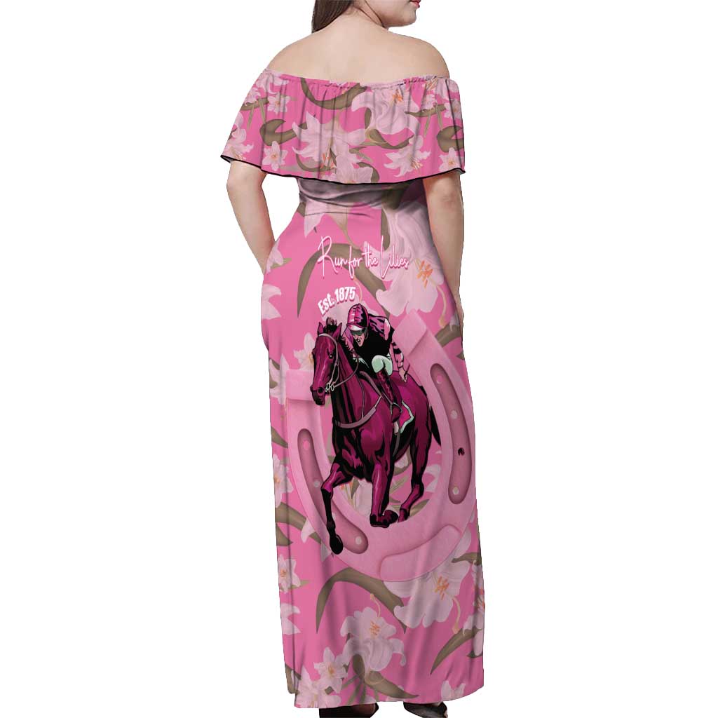 Kentucky Horse Racing Oaks Off Shoulder Maxi Dress Est 1875 Run For The Lilies