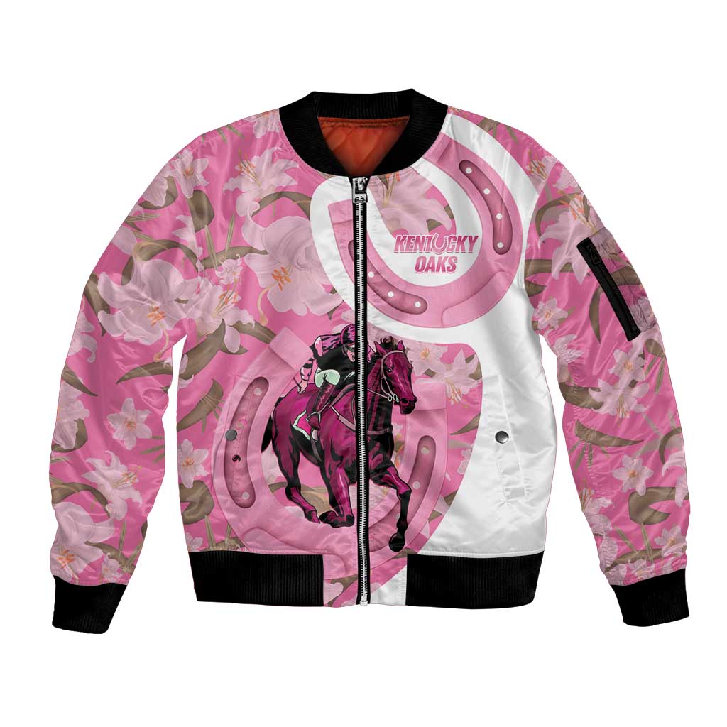 Kentucky Horse Racing Oaks Sleeve Zip Bomber Jacket Est 1875 Run For The Lilies