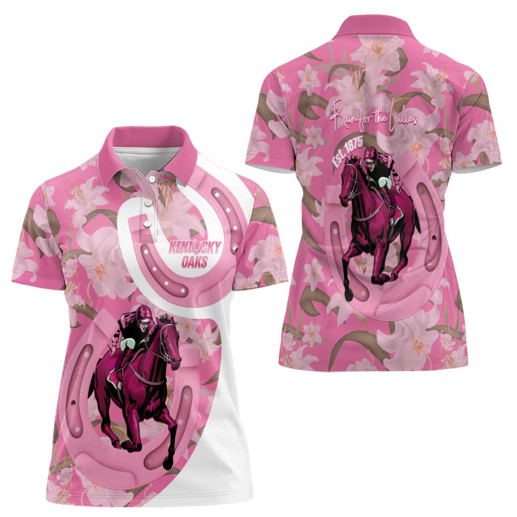 Kentucky Horse Racing Oaks Women Polo Shirt Est 1875 Run For The Lilies