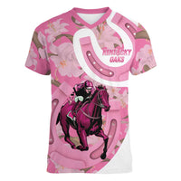 Kentucky Horse Racing Oaks Women V-Neck T-Shirt Est 1875 Run For The Lilies