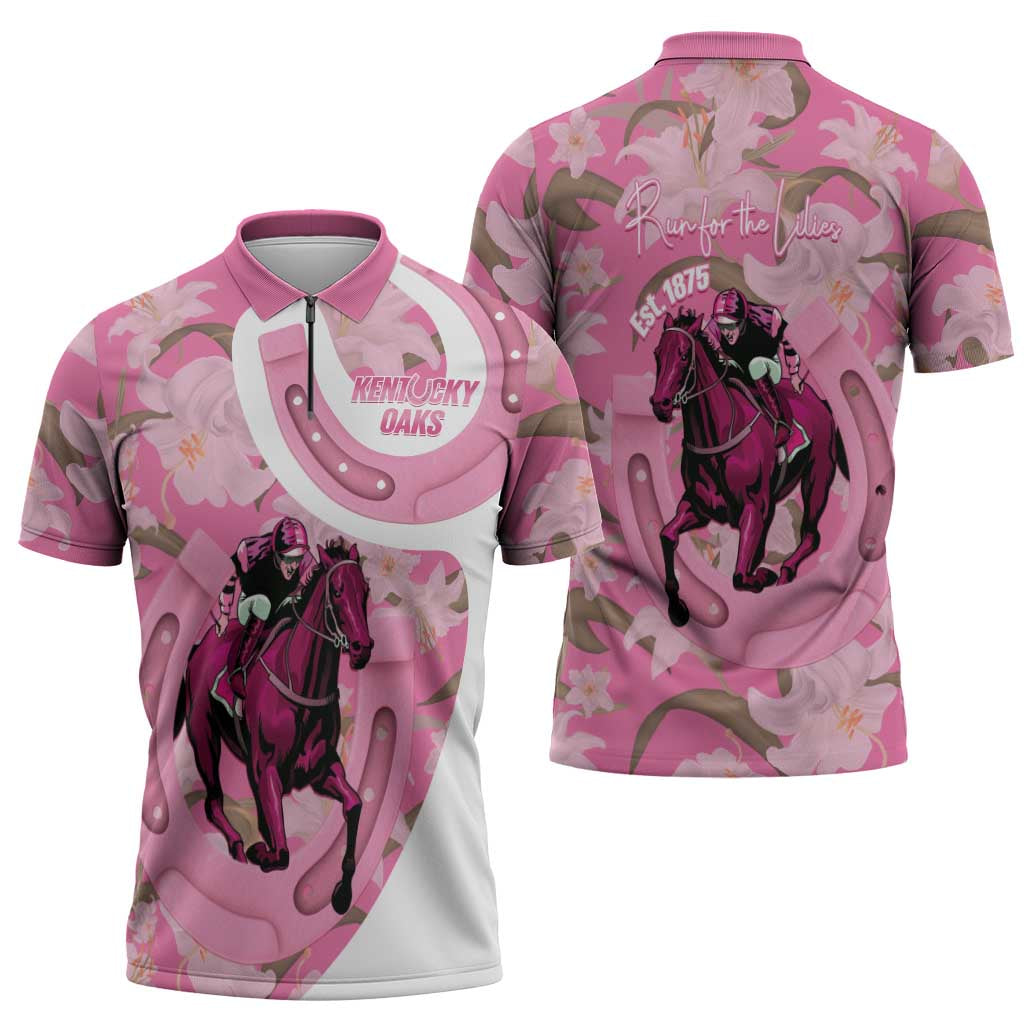 Kentucky Horse Racing Oaks Zipper Polo Shirt Est 1875 Run For The Lilies