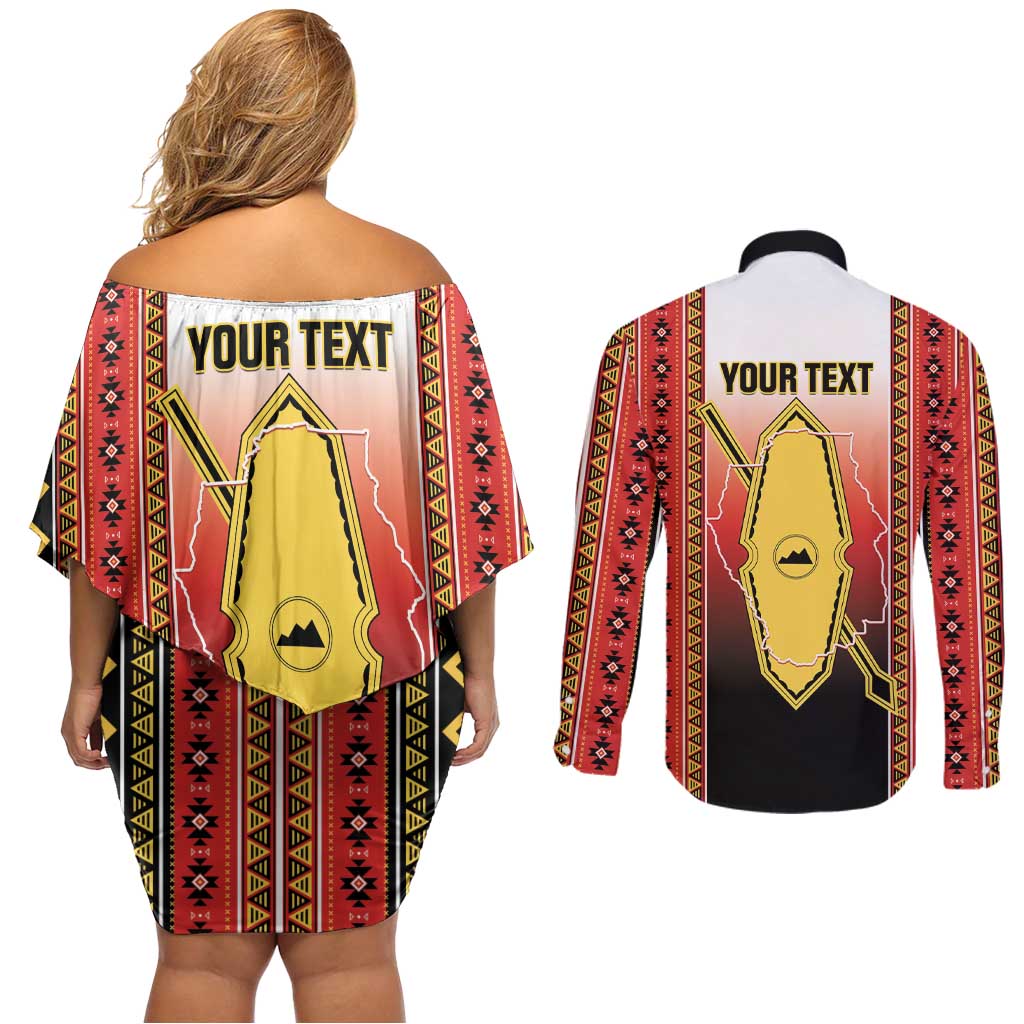 Personalised Bukidnon Philippines Couples Matching Off Shoulder Short Dress and Long Sleeve Button Shirt The Food Basket of Region X