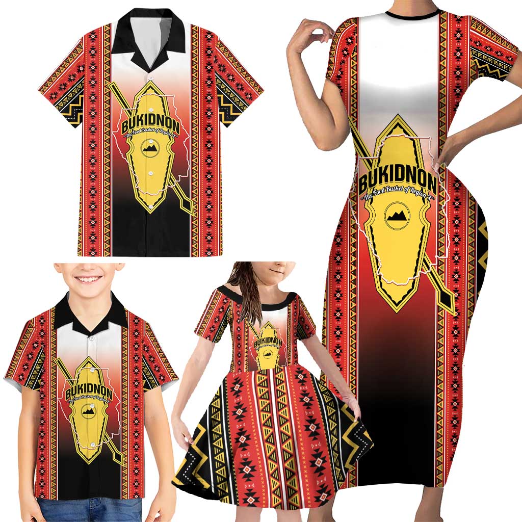 Personalised Bukidnon Philippines Family Matching Short Sleeve Bodycon Dress and Hawaiian Shirt The Food Basket of Region X