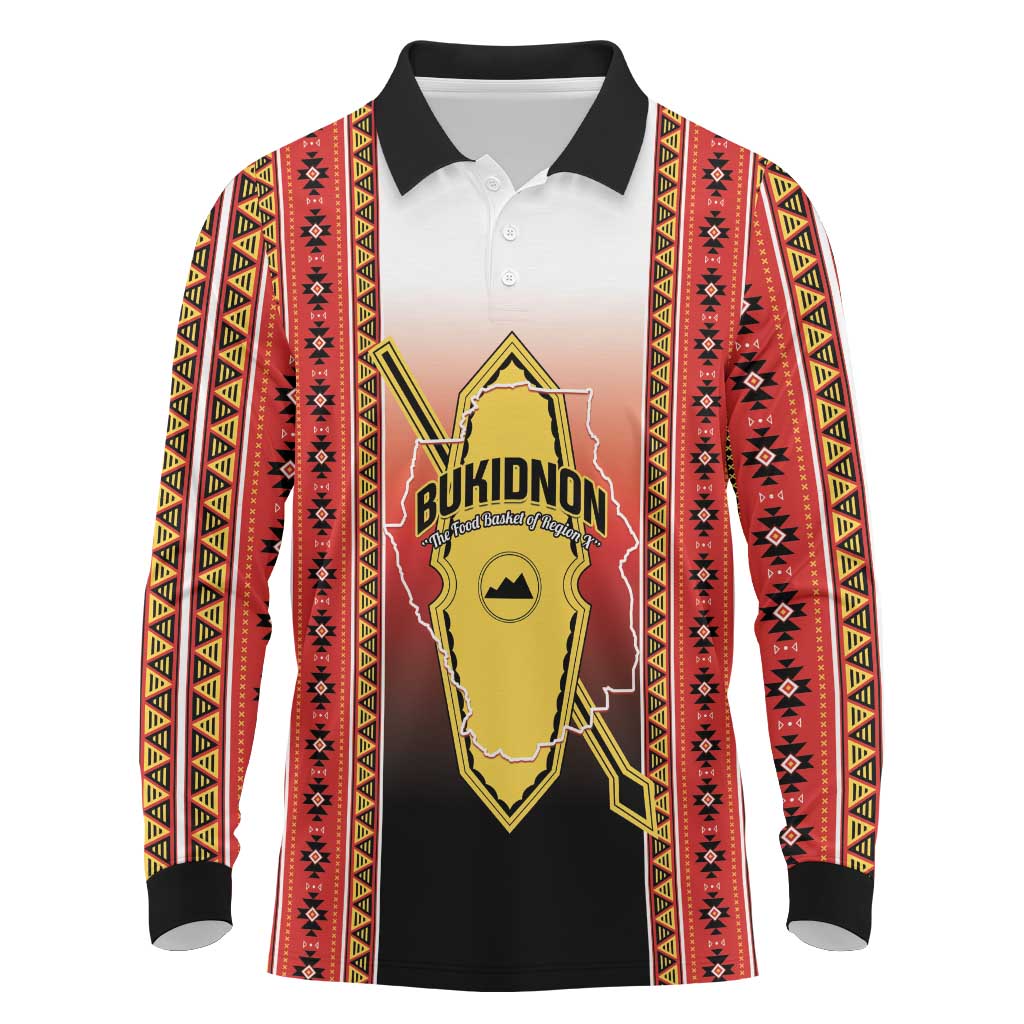 Personalised Bukidnon Philippines Long Sleeve Polo Shirt The Food Basket of Region X