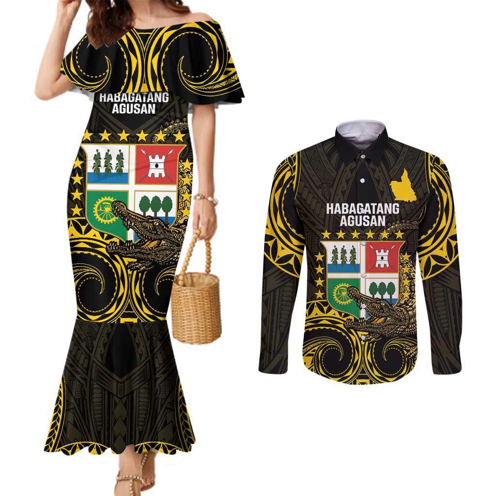Agusan del Sur Philippines Couples Matching Mermaid Dress and Long Sleeve Button Shirt Habagatang Agusan Lolong