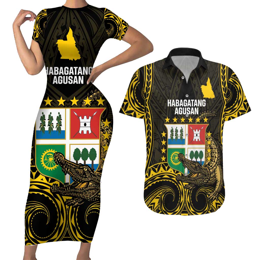 Agusan del Sur Philippines Couples Matching Short Sleeve Bodycon Dress and Hawaiian Shirt Habagatang Agusan Lolong