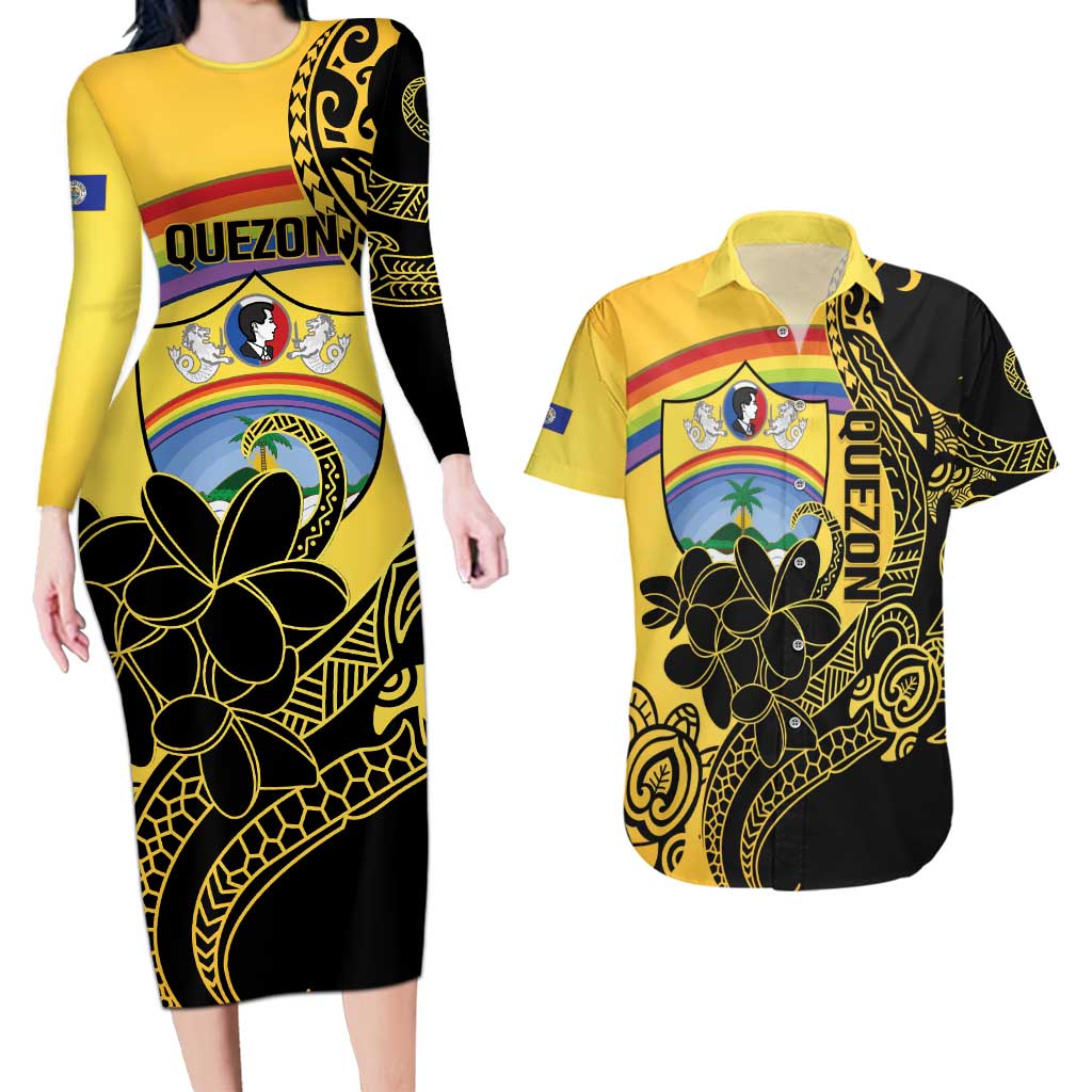 Quezon Province Couples Matching Long Sleeve Bodycon Dress and Hawaiian Shirt Cocolandia Philippines Turtle